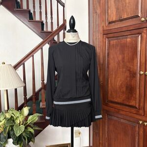 Vintage Judy Bond Black White Blouse Top Retro 1970s 1980s